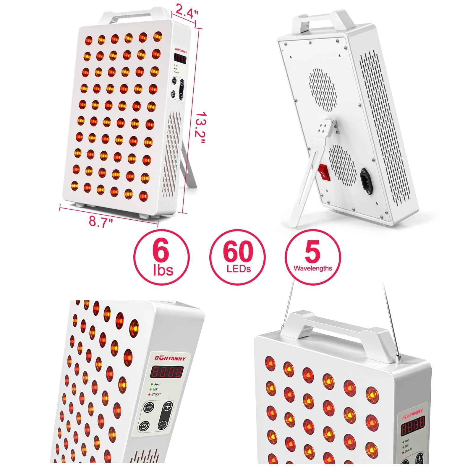 BO-300 Red Light Therapy Panel - Advanced 5 Wavelengths (630–850Nm) for Optimal Results
